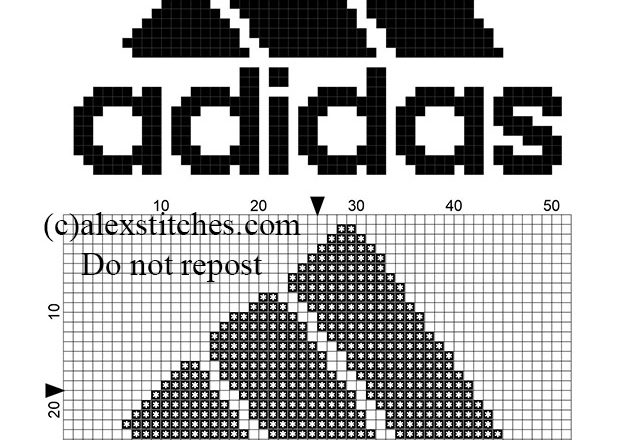 Adidas logo free small cross stitch pattern