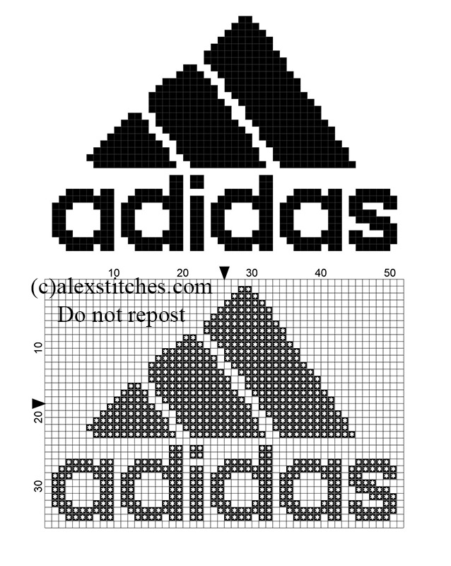 Adidas logo free small cross stitch pattern