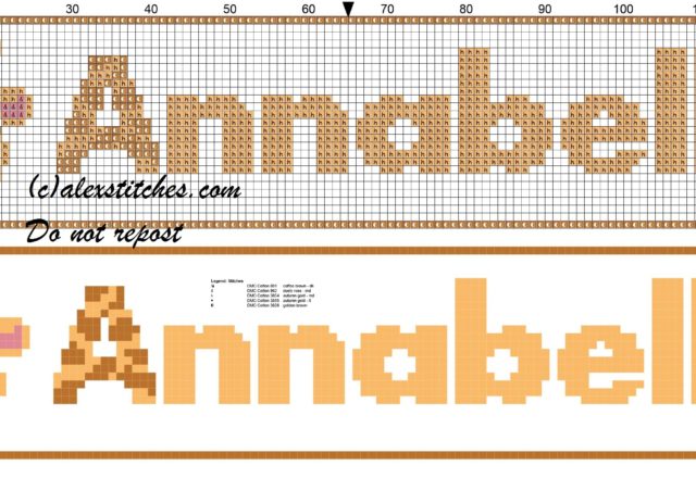 Annabelle name with giraffe cross stitch pattern