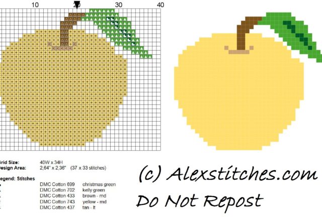 Apple fruit free cross stitch pattern