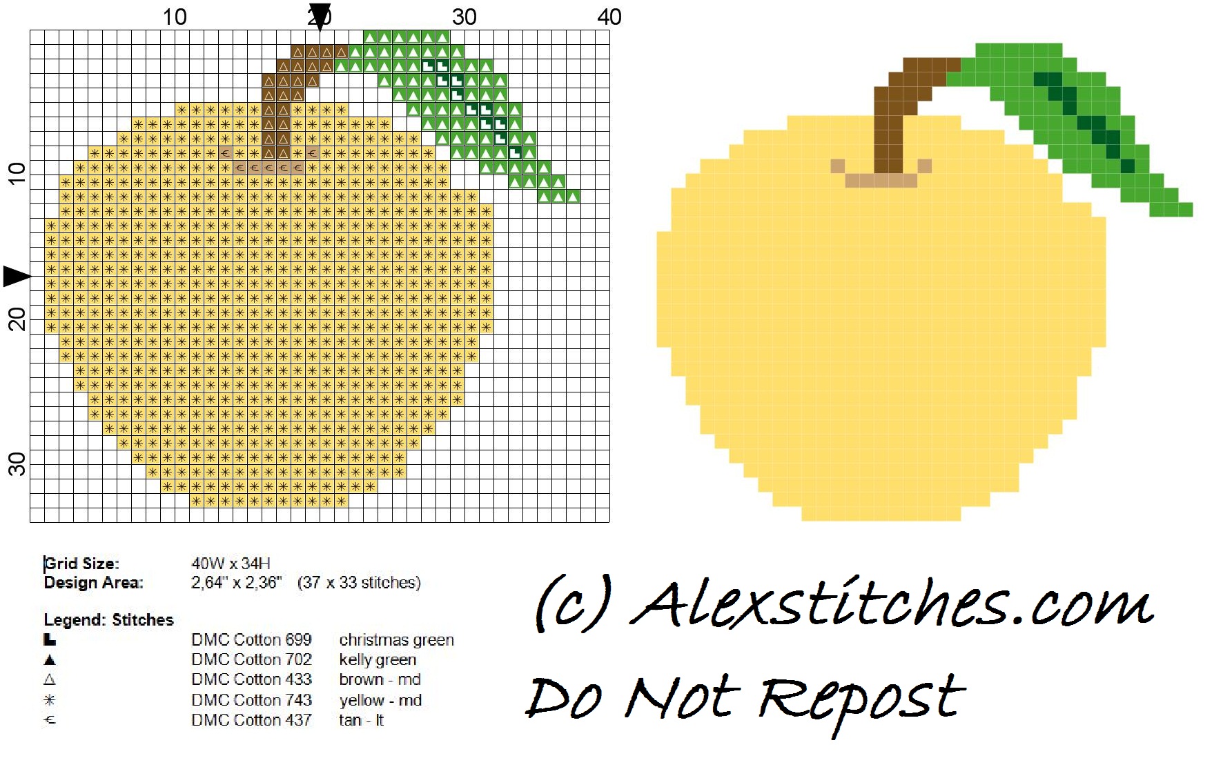 Apple fruit free cross stitch pattern