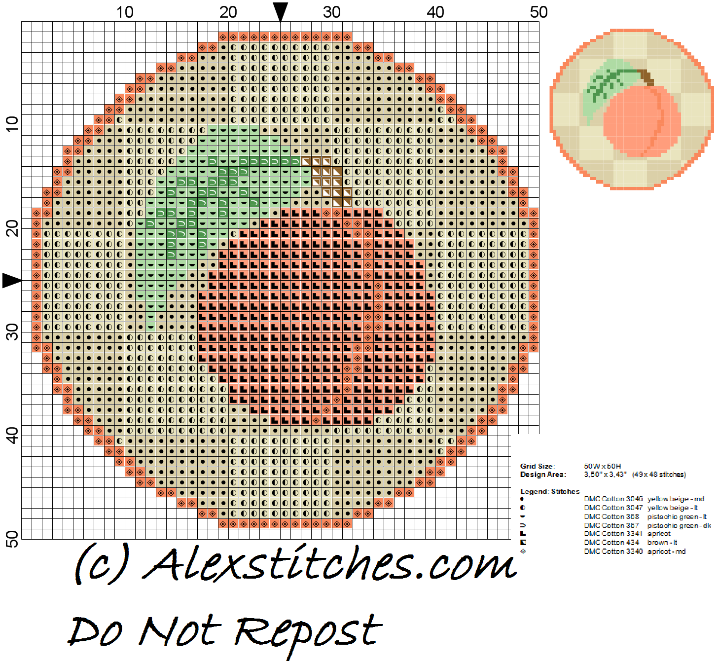 Apricot Jar Cover free cross stitch pattern