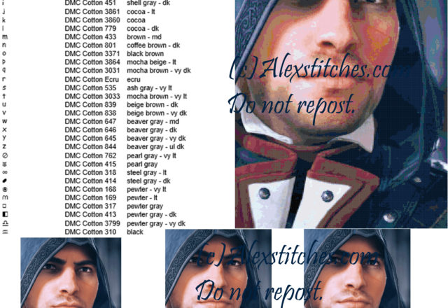 Arno (Assassin’ s creed) free cross stitch pattern 210x294 99 colors (2)