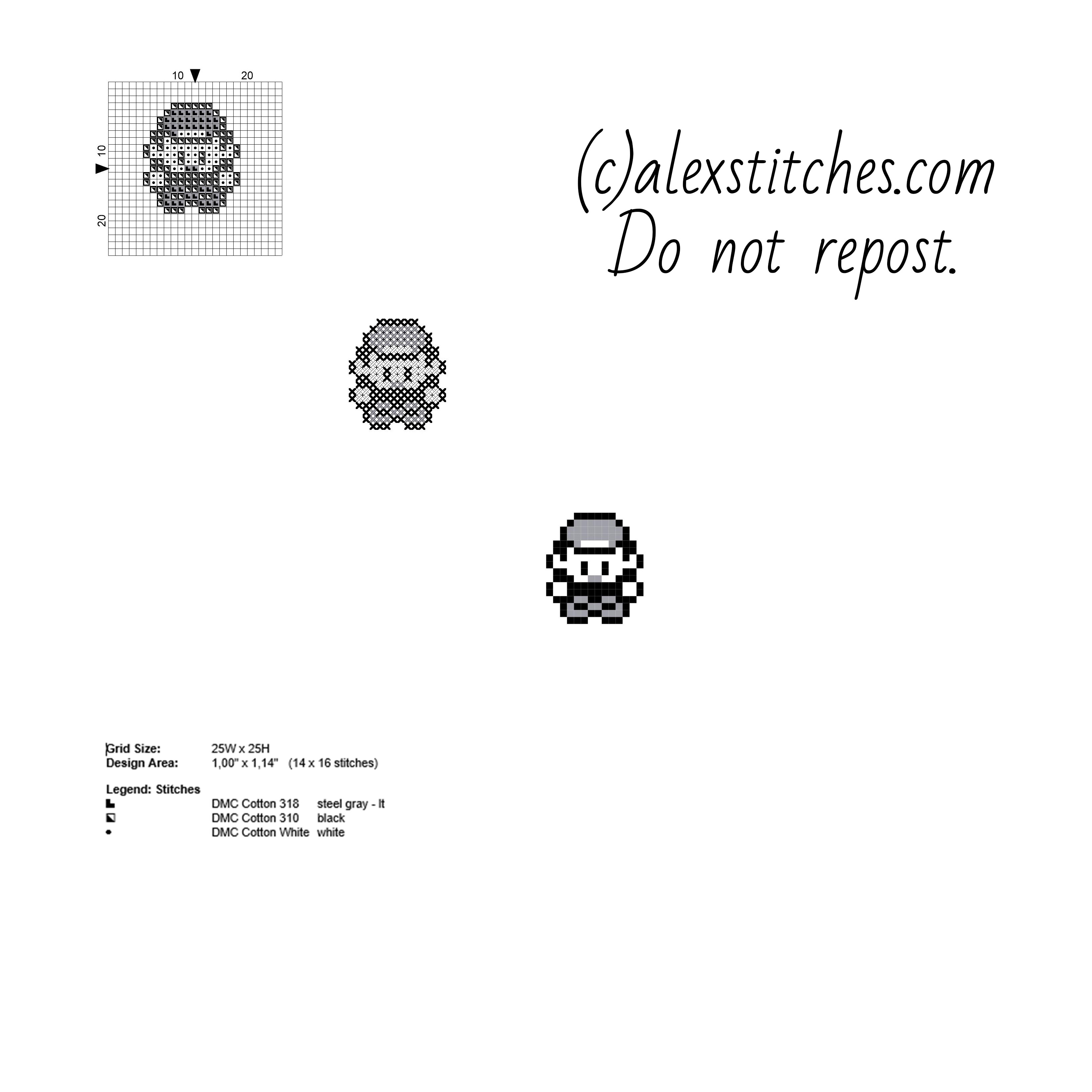 Ash retro Pokemon black and white free simple and small cross stitch pattern