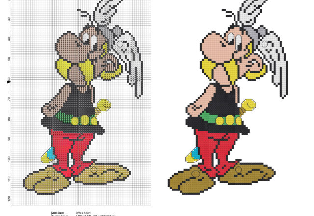 Asterix cartoon free cross stitch pattern download