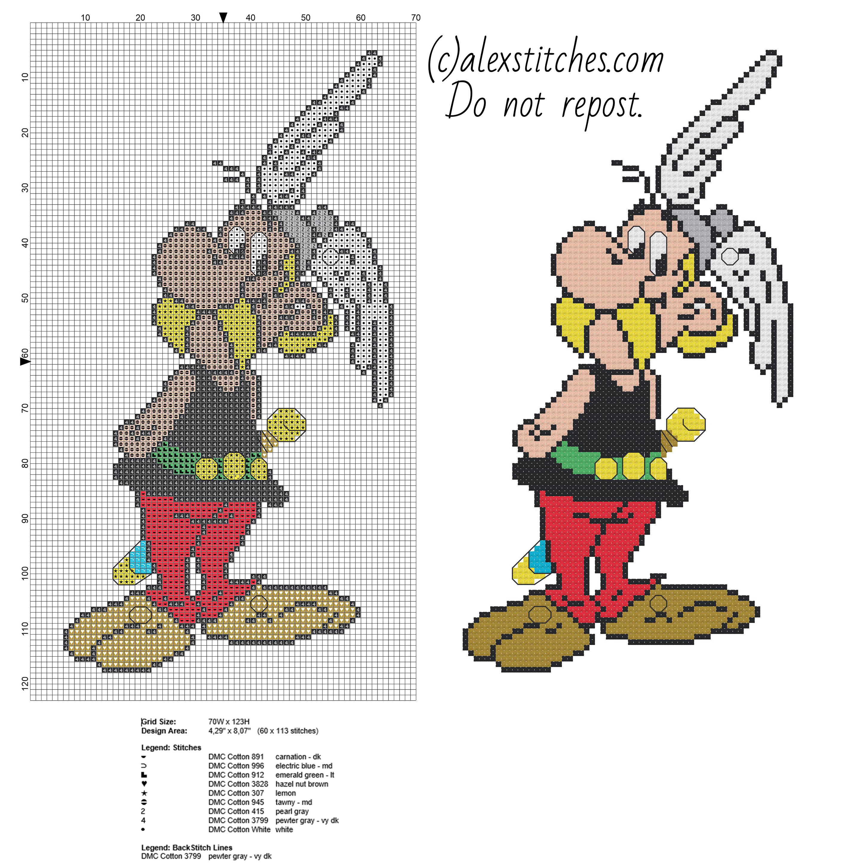 Asterix cartoon free cross stitch pattern download