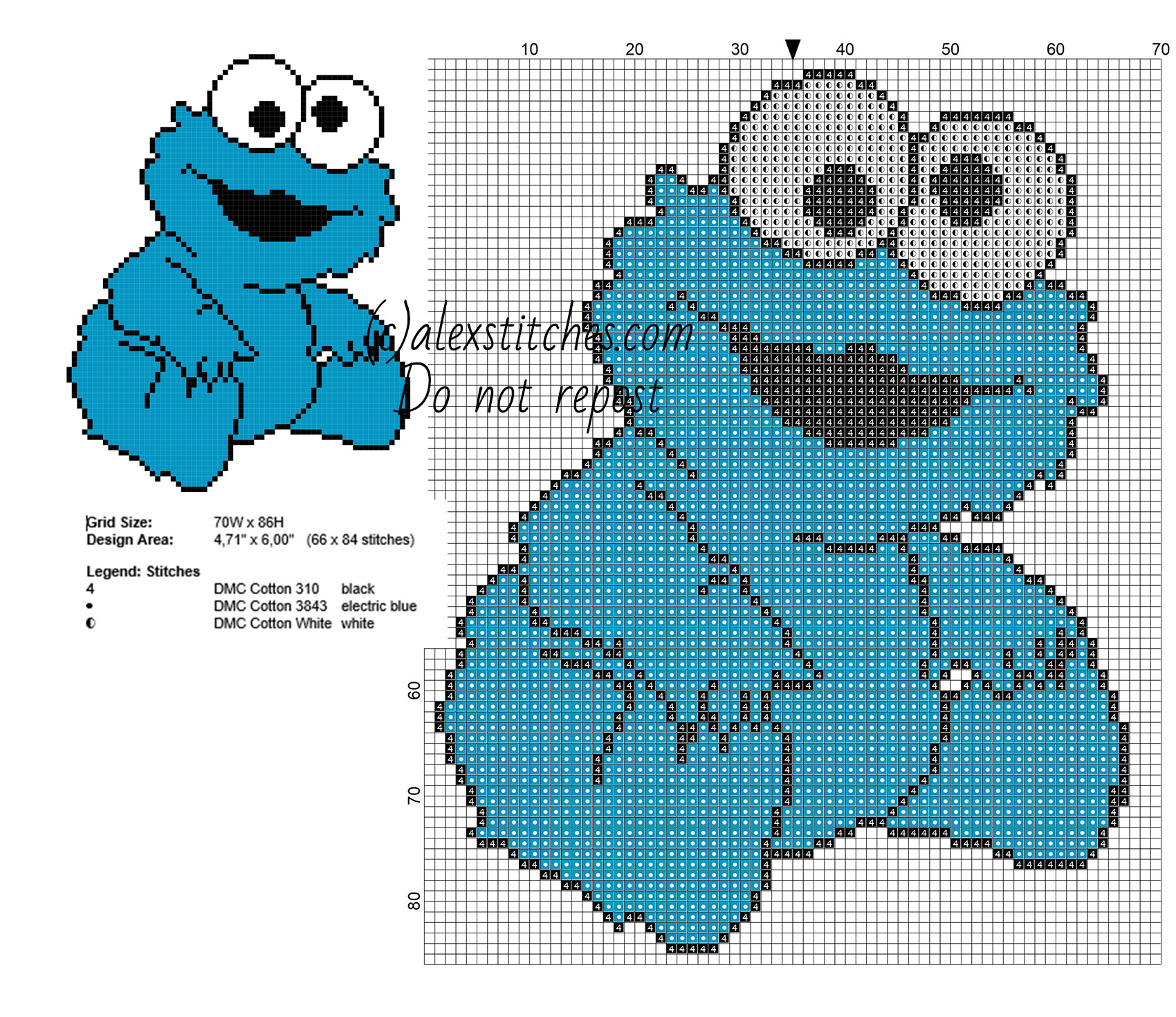 Baby Cookie Monster cross stitch pattern The Muppets cartoons