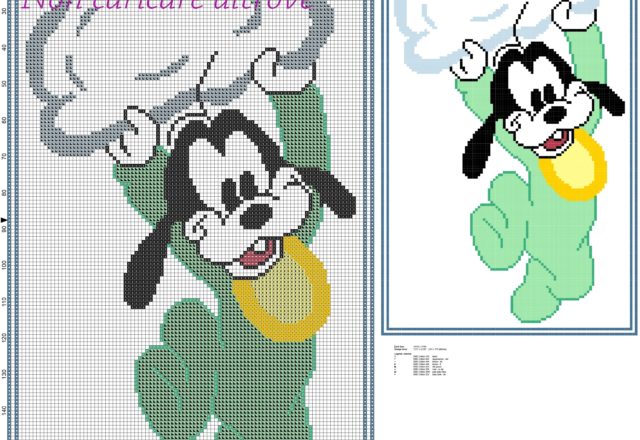 Baby Goofy on the cloud cross stitch pattern