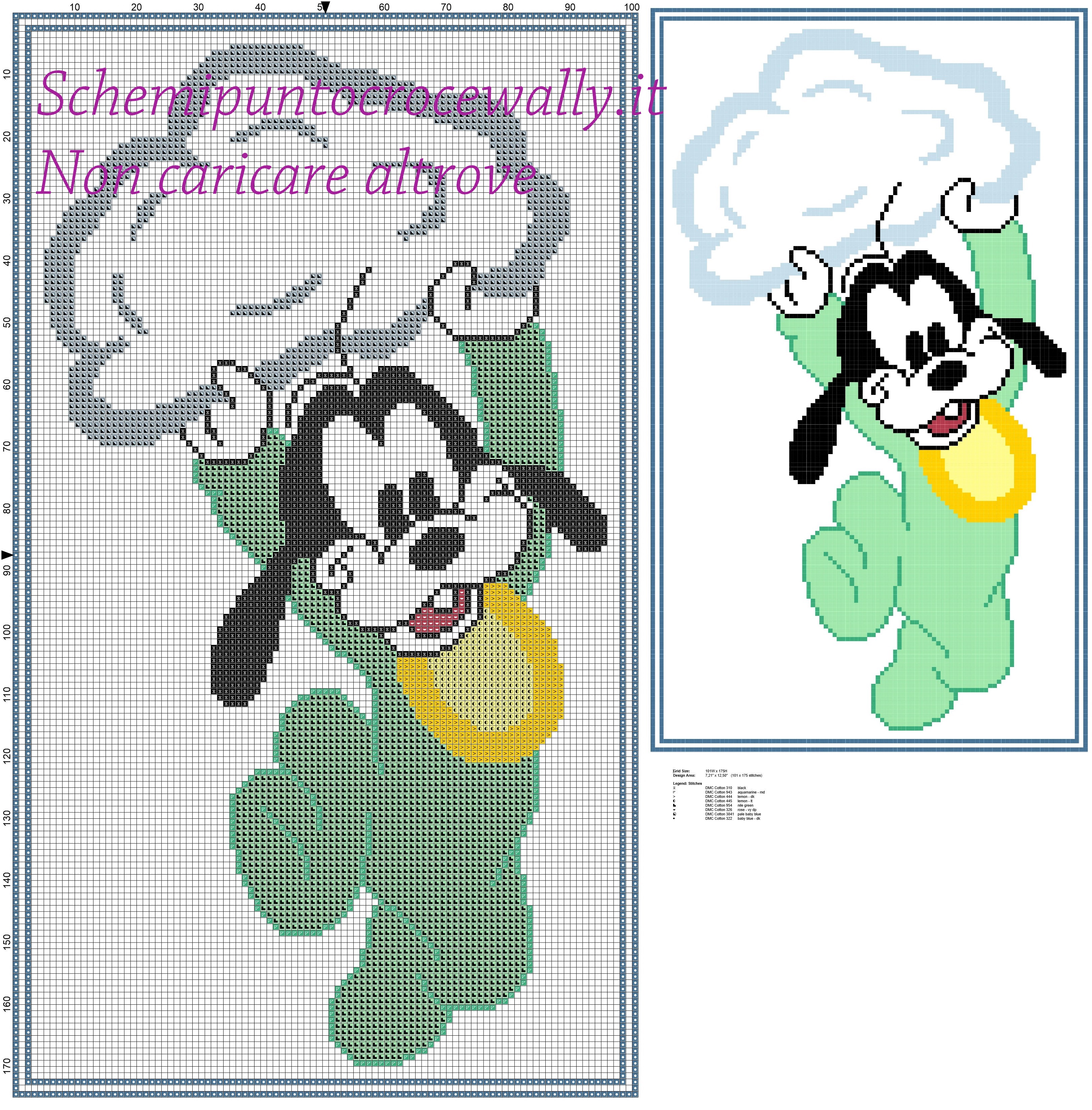 Baby Goofy on the cloud cross stitch pattern