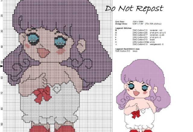 Baby Little Memole children free cross stitch pattern