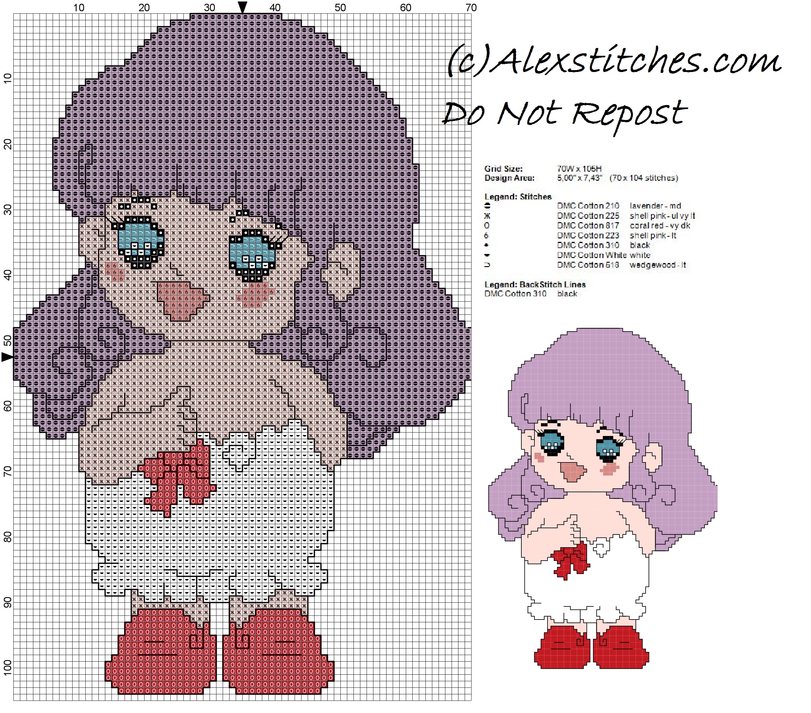 Baby Little Memole children free cross stitch pattern