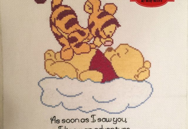 Baby Winnie The Pooh cross stitch work photo By Facebook Fan Molly Moore