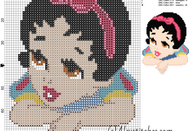Baby princess Snow White disney free cross stitch pattern 60x80 9 colors
