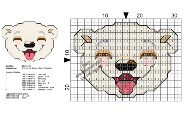 Baby teddy bear free small cross stitch pattern 30x22