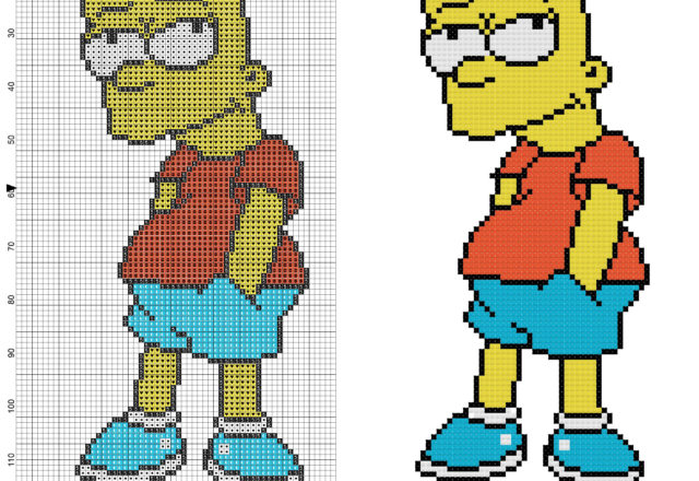 Bart Simpson The Simpsons character free cross stitch pattern