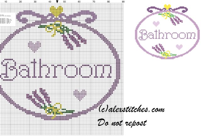 Bathroom bunches of lavender cross stitch pattern