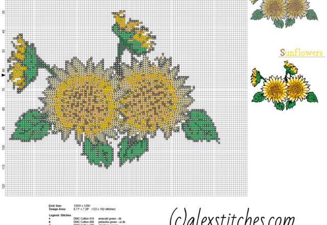 Beautiful sunflowers with text a free cross stitch pattern made with pcstitch