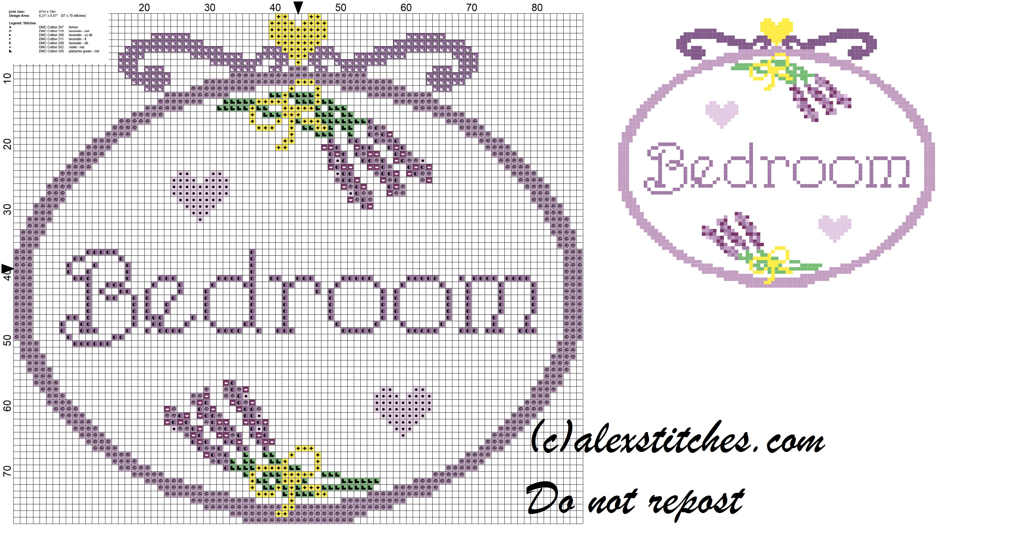 Bedroom bunches of lavender cross stitch pattern