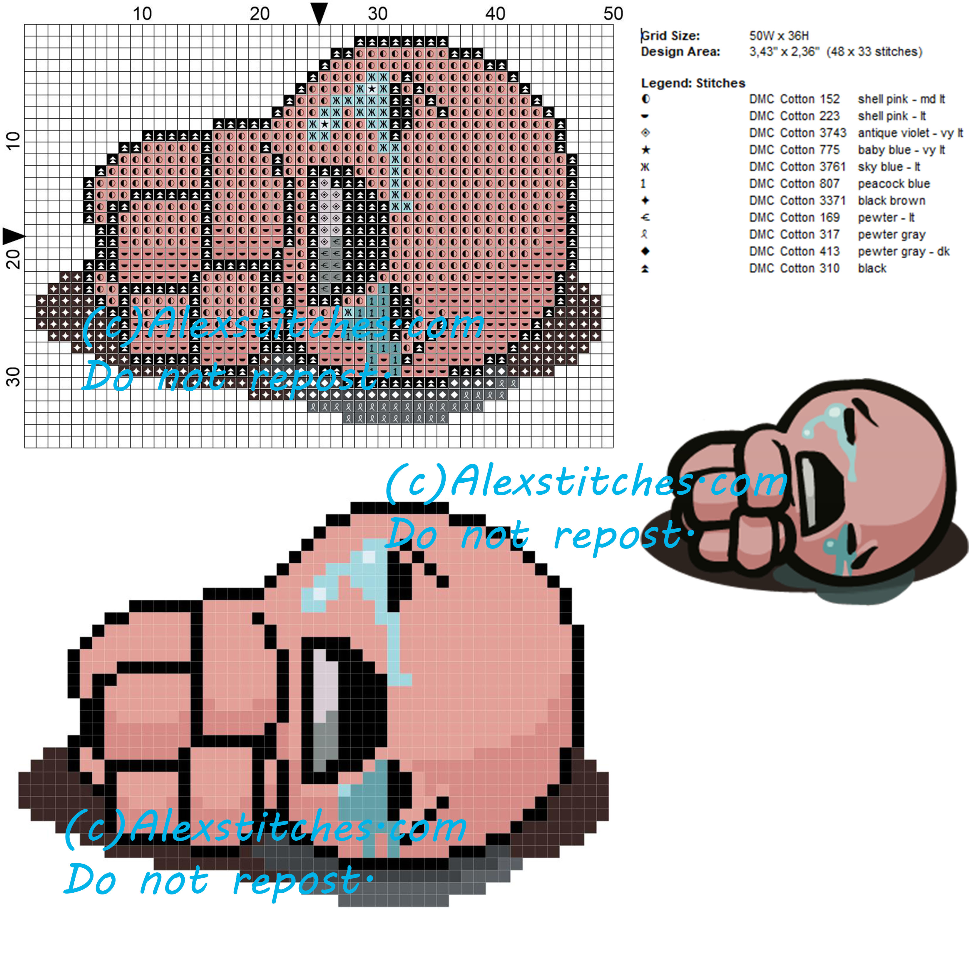 Binding of Isacc cross stitch pattern 11 colors