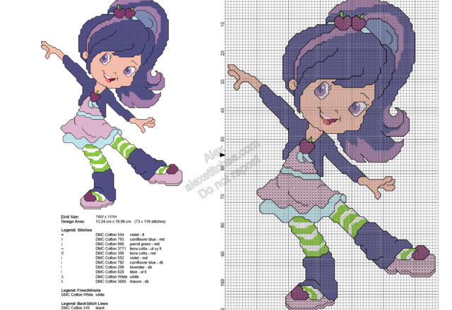 Blueberry Muffin Strawberry Shortcake character free cross stitch pattern 72x109
