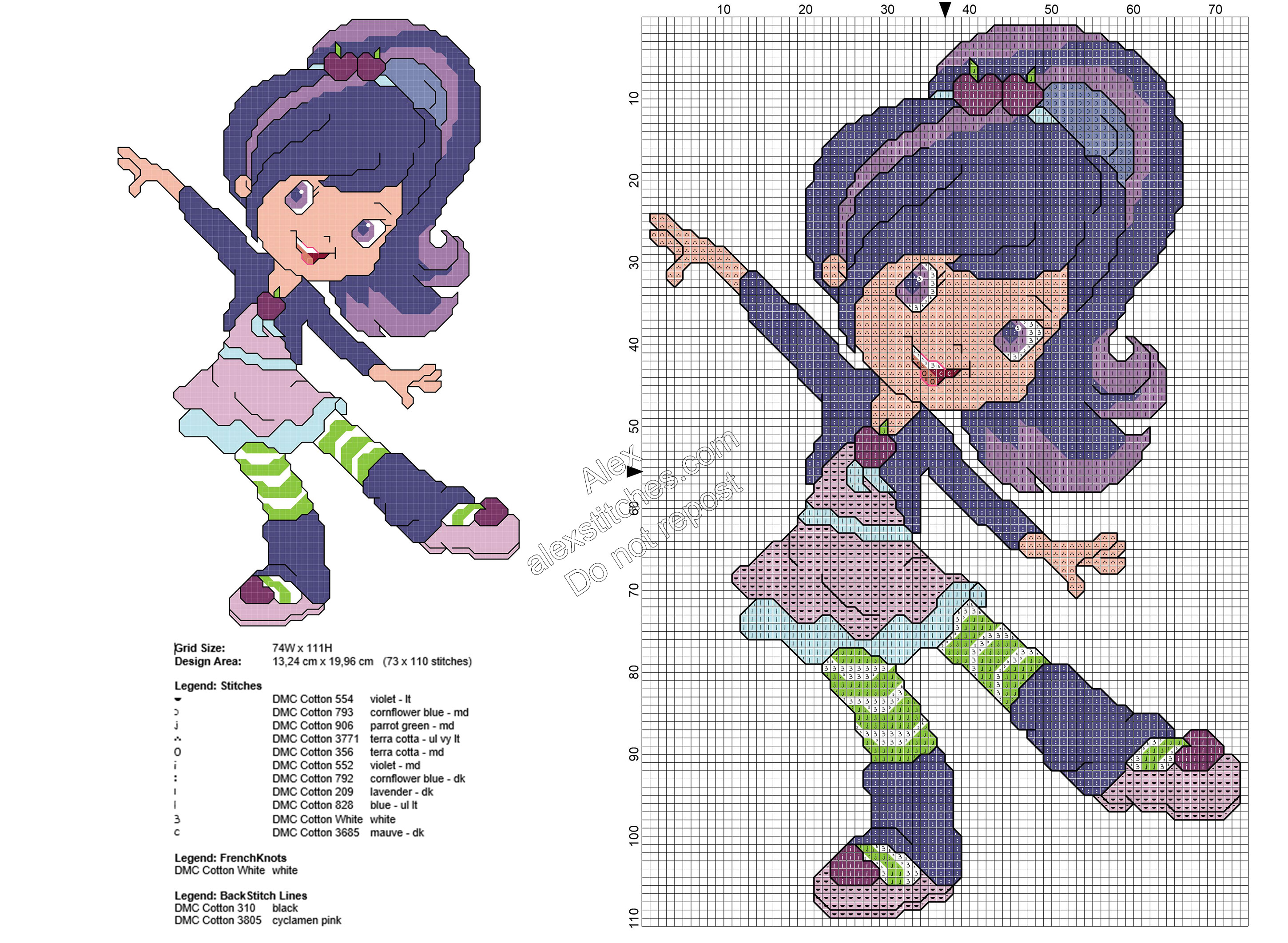 Blueberry Muffin Strawberry Shortcake character free cross stitch pattern 72x109