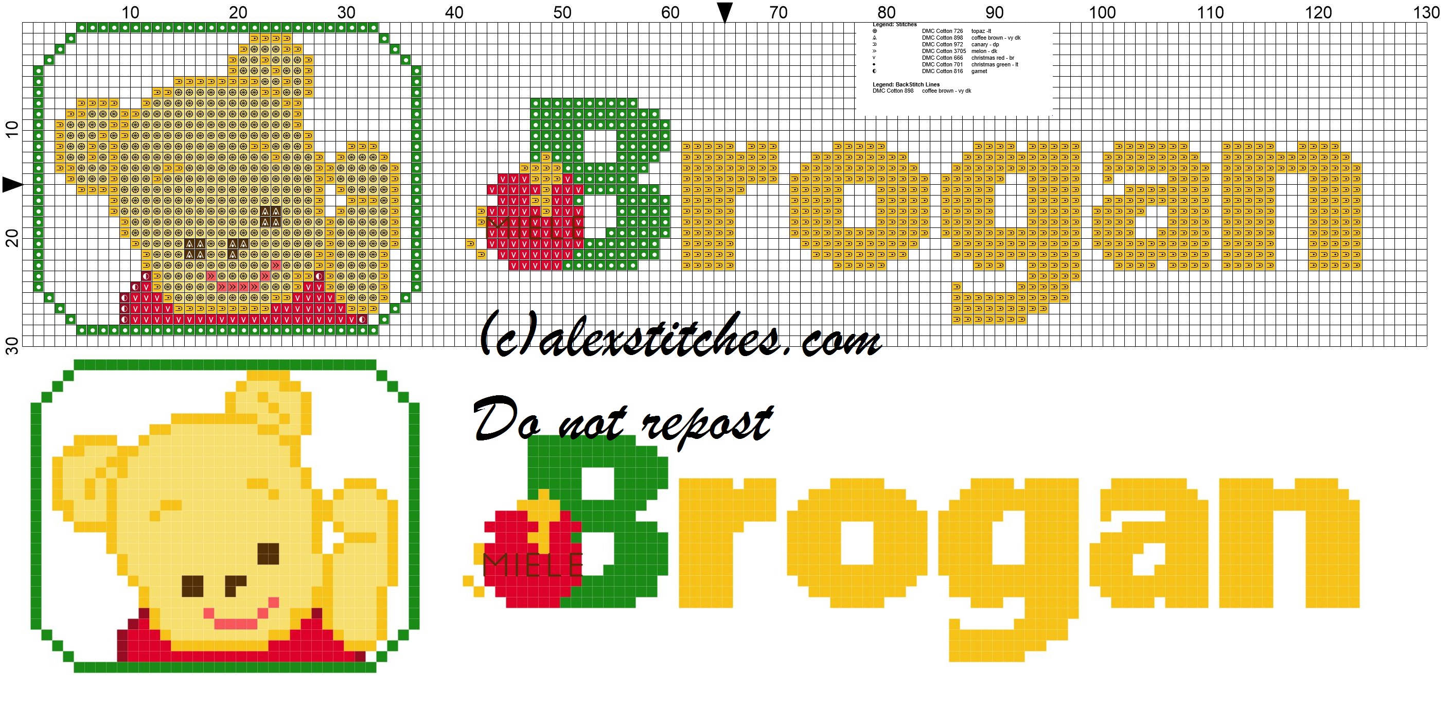 Brogan name with Baby winnie the pooh free cross stitches pattern