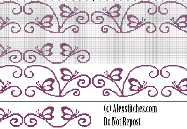 Butterfly towel free cross stitch pattern