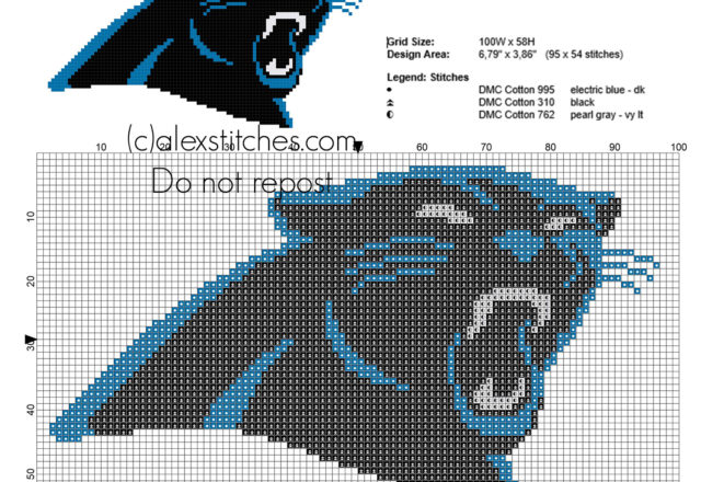 Carolina Panthers logo free cross stitch pattern National Football League NFL