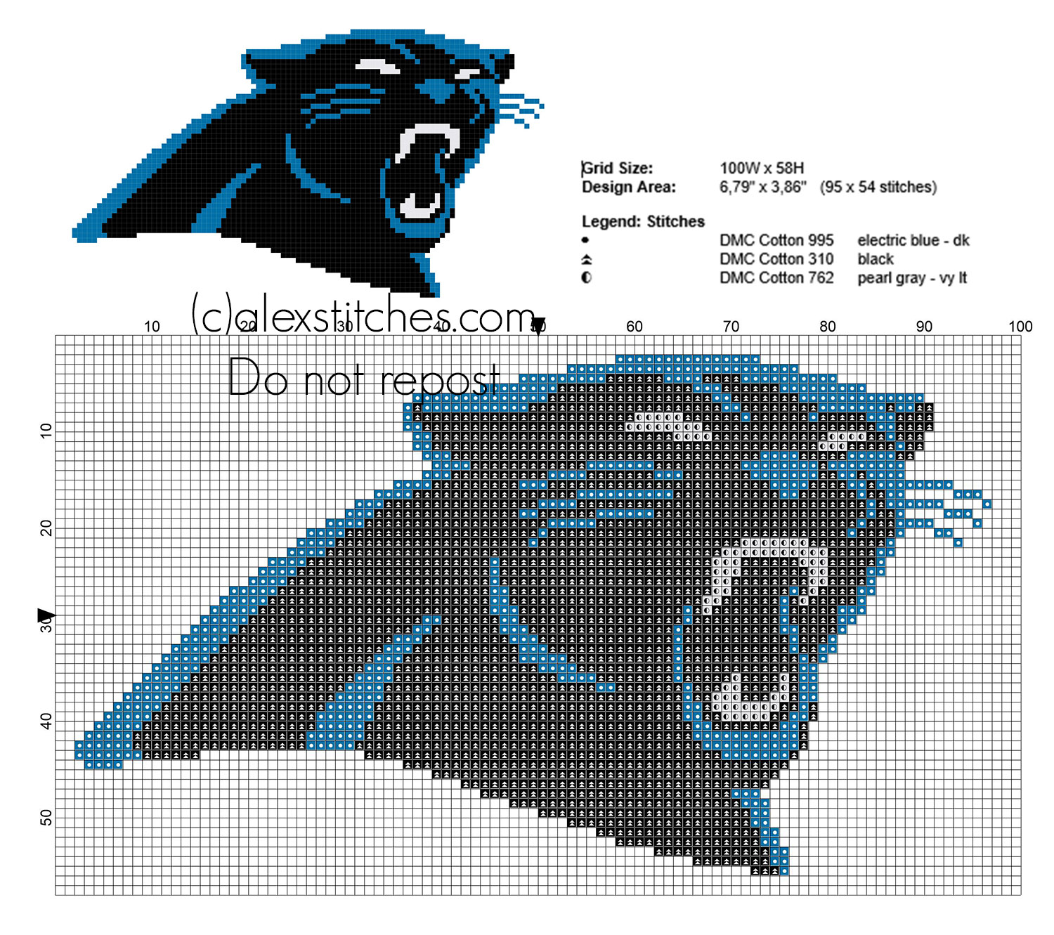 Carolina Panthers logo free cross stitch pattern National Football League NFL