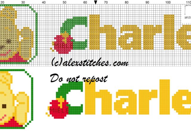 Charles name with Baby winnie the pooh free cross stitches pattern