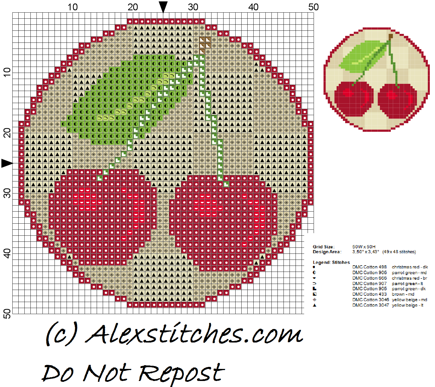 Cherries Jar Cover free cross stitch pattern