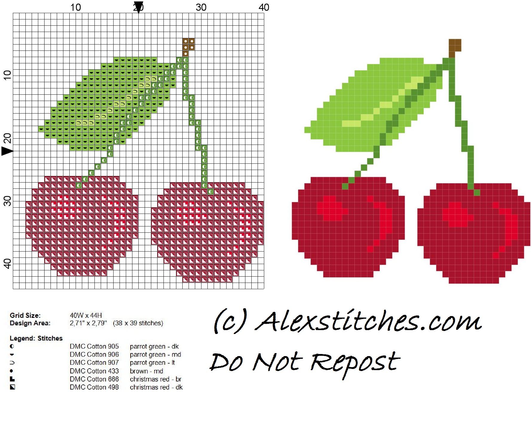 Cherries fruit free cross stitch pattern