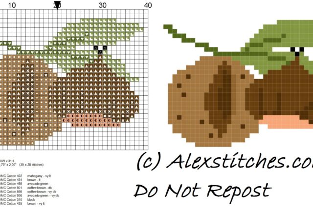 Chestnuts fruit free cross stitch pattern