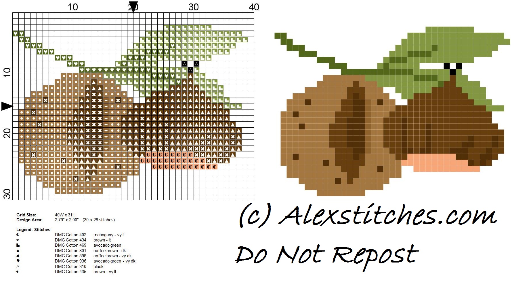 Chestnuts fruit free cross stitch pattern