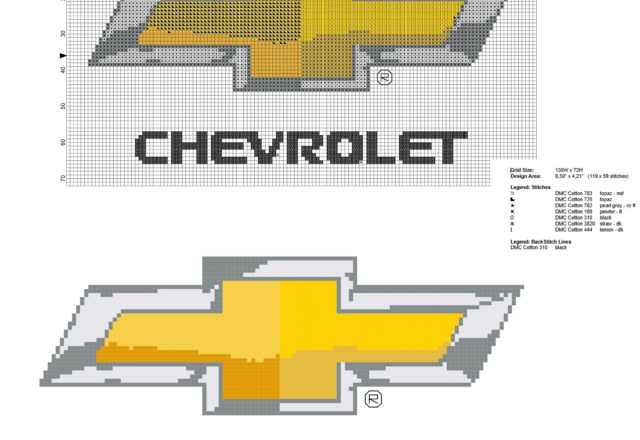 Chevrolet car logo free cross stitch pattern