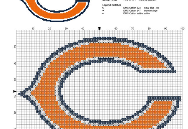 Chicago Bears National Football League NFL team free cross stitch pattern