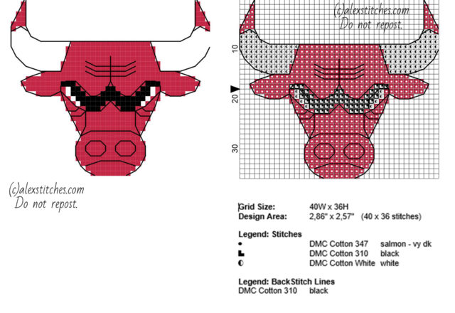 Chicago Bulls team logo NBA National Basketball Association small size with backstitch use