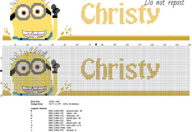 Christy name with Minions free cross stitch names