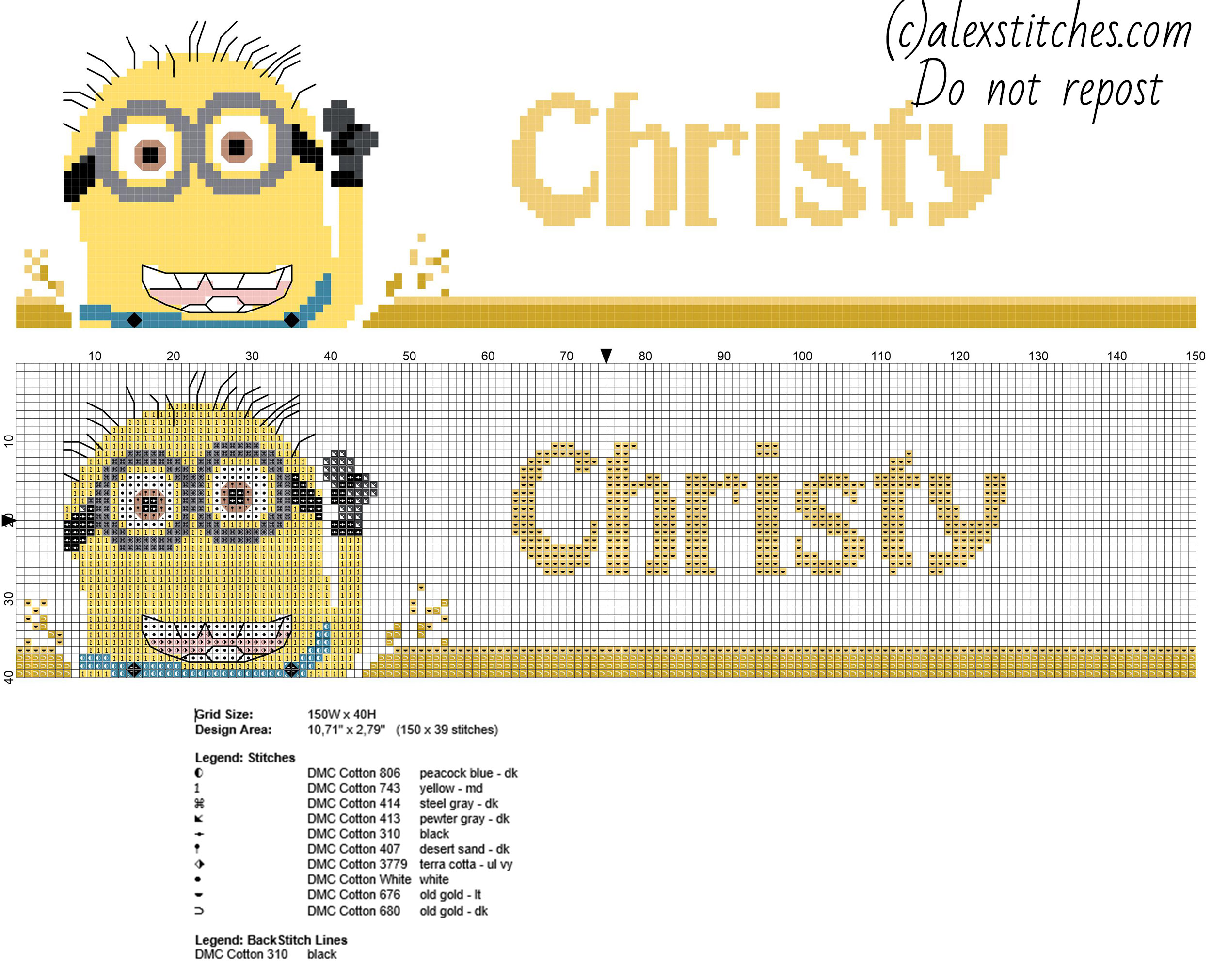 Christy name with Minions free cross stitch names