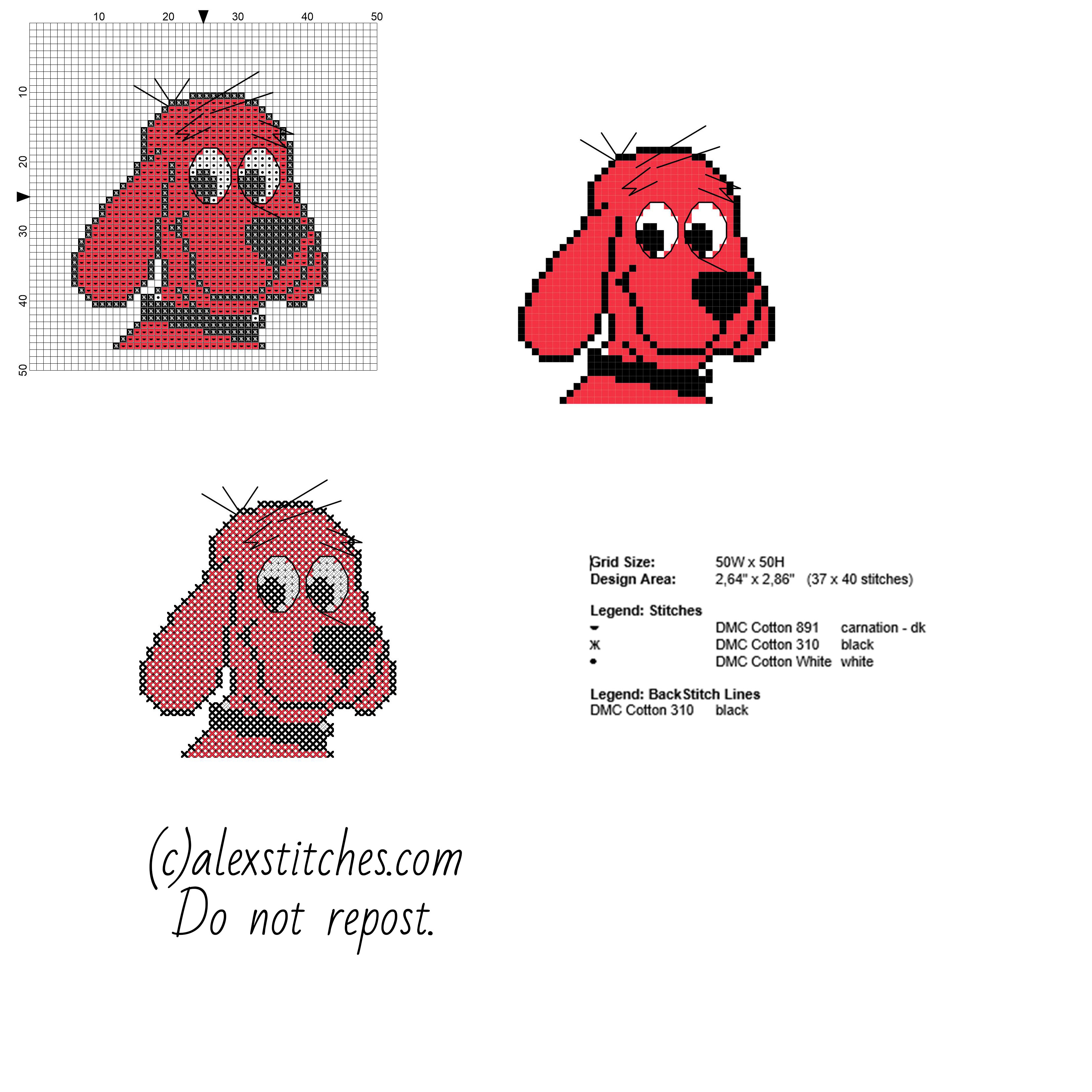 Clifford red big dog cartoon in forty stitches cross stitch bibs idea