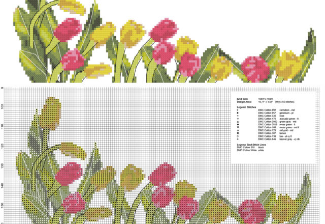 Cross Stitch tulips flowers border free download