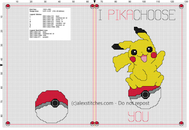 Cross stitch Pokemon card for boyfriend girlfriend I Pikachoose You gift idea