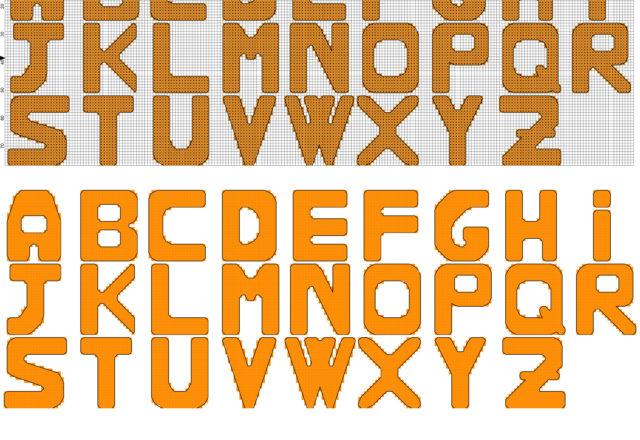 Cross stitch alphabet orange color big letters free download
