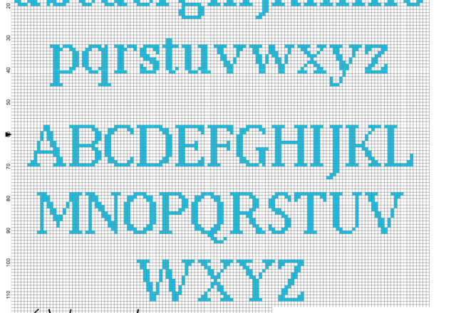 Cross stitch alphabet uppercase and lowercase letters for names with Squirtle Pokemon free download