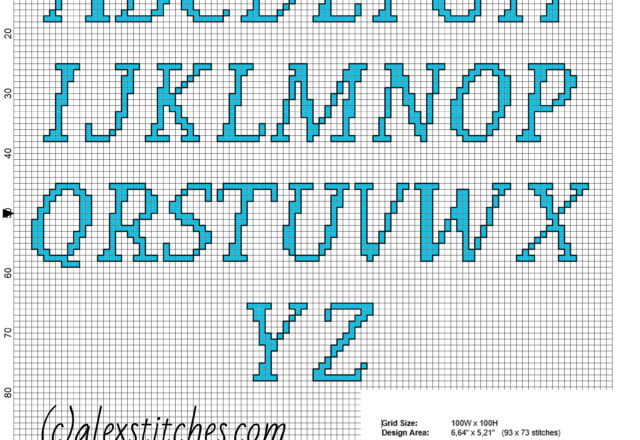 Cross stitch alphabet uppercase letters for names with cat Tom made with PcStitch