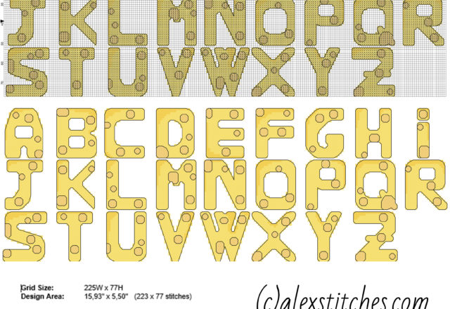 Cross stitch alphabet with cheese letters free pcstitch download