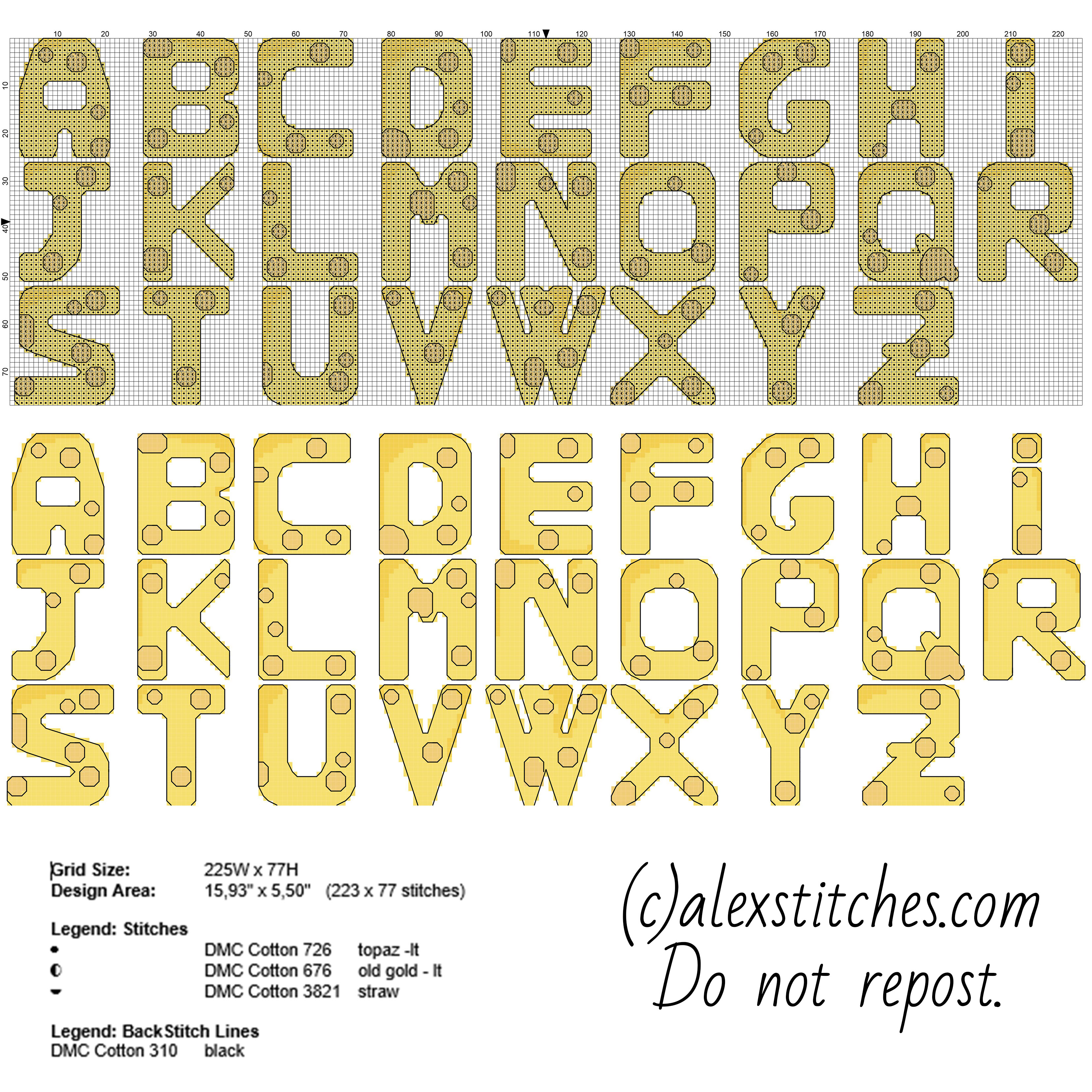 Cross stitch alphabet with cheese letters free pcstitch download