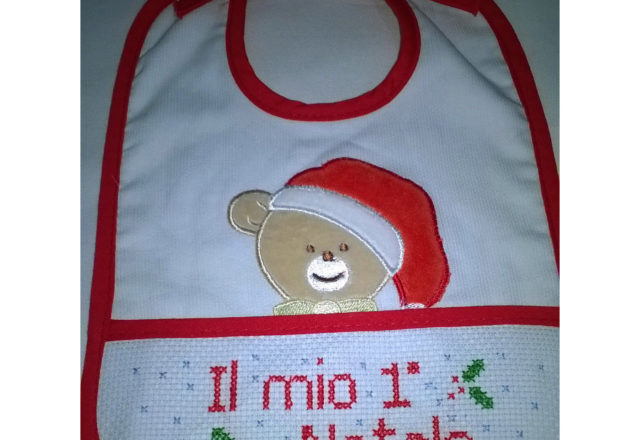 Cross stitch baby bib My First Christmas author Website User Alex