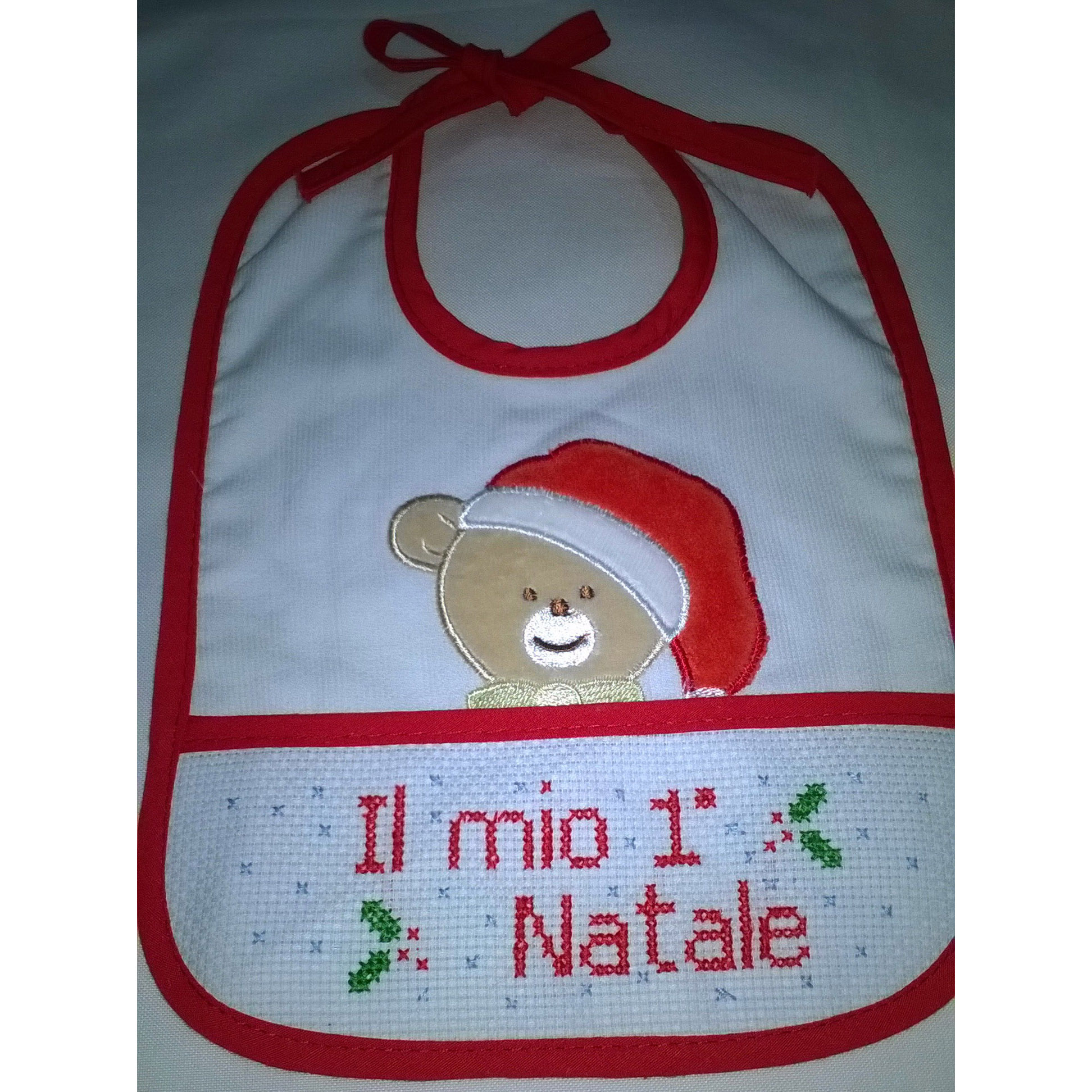 Cross stitch baby bib My First Christmas author Website User Alex