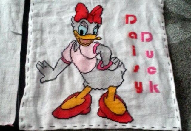 Cross stitch big Daisy Duck work photo author facebook user Vera Vera Valeria 1